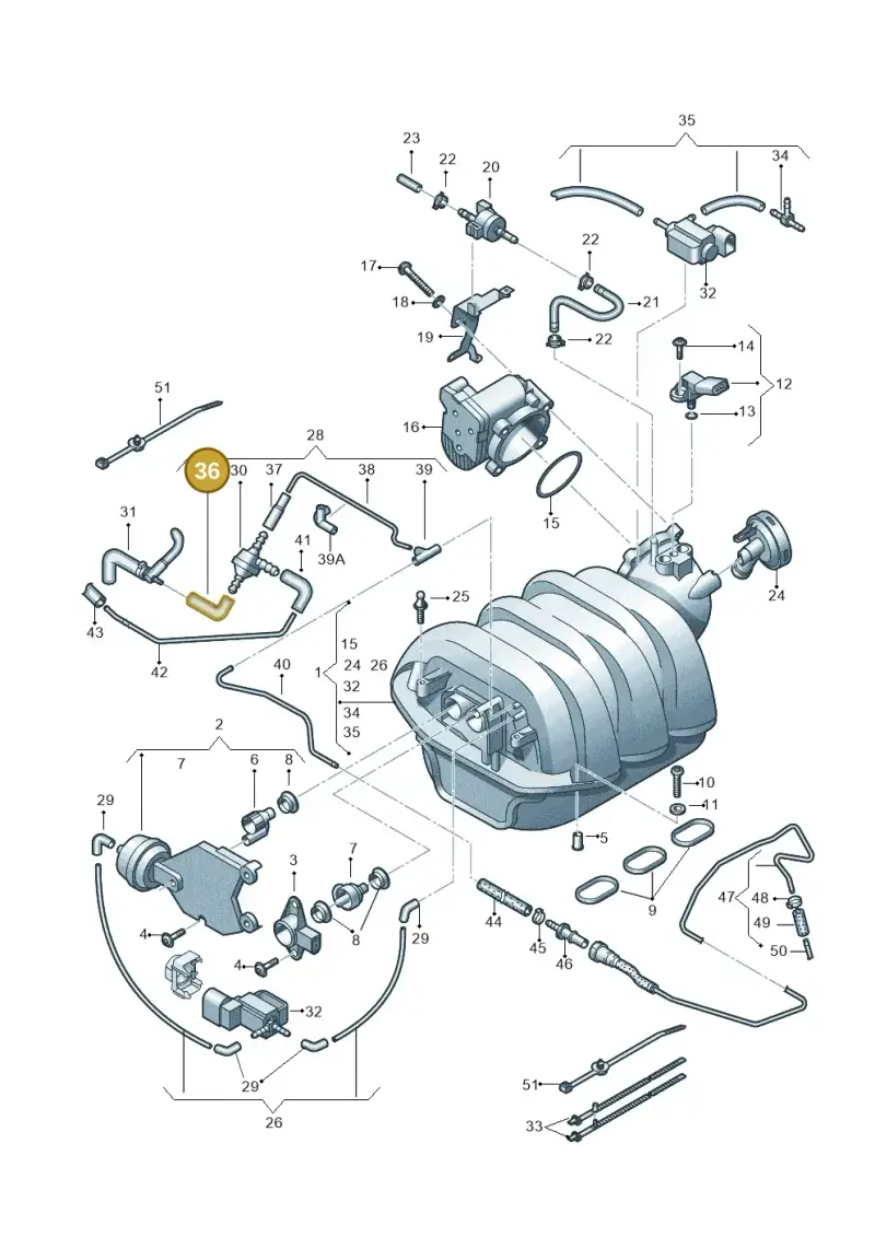 06E133642 — Audi A6 2.7 TDI (2008-2011) diagram 448133710, position 36
