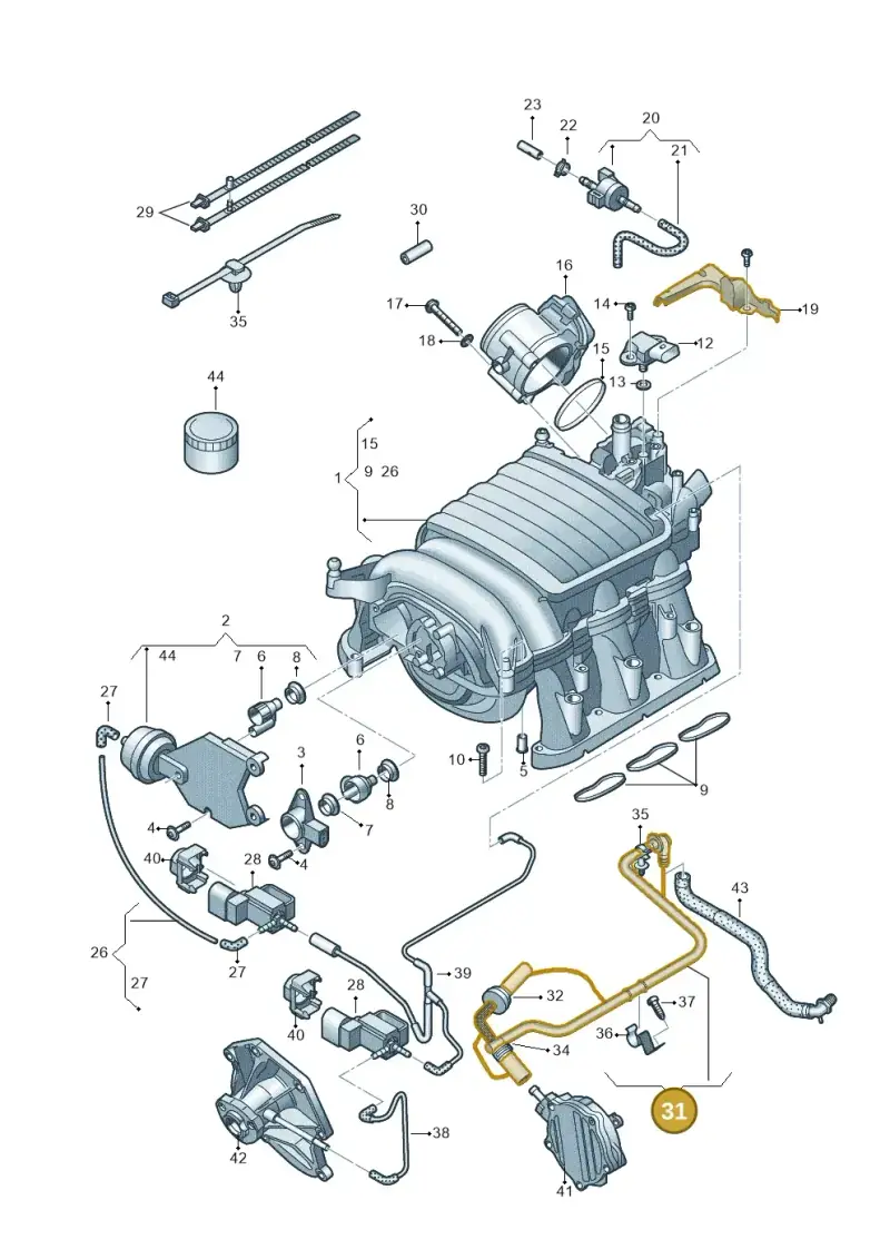 06E133773EA — Audi A8L qu. 3.0 TDI (2013-2018) diagram 696133160, position 31