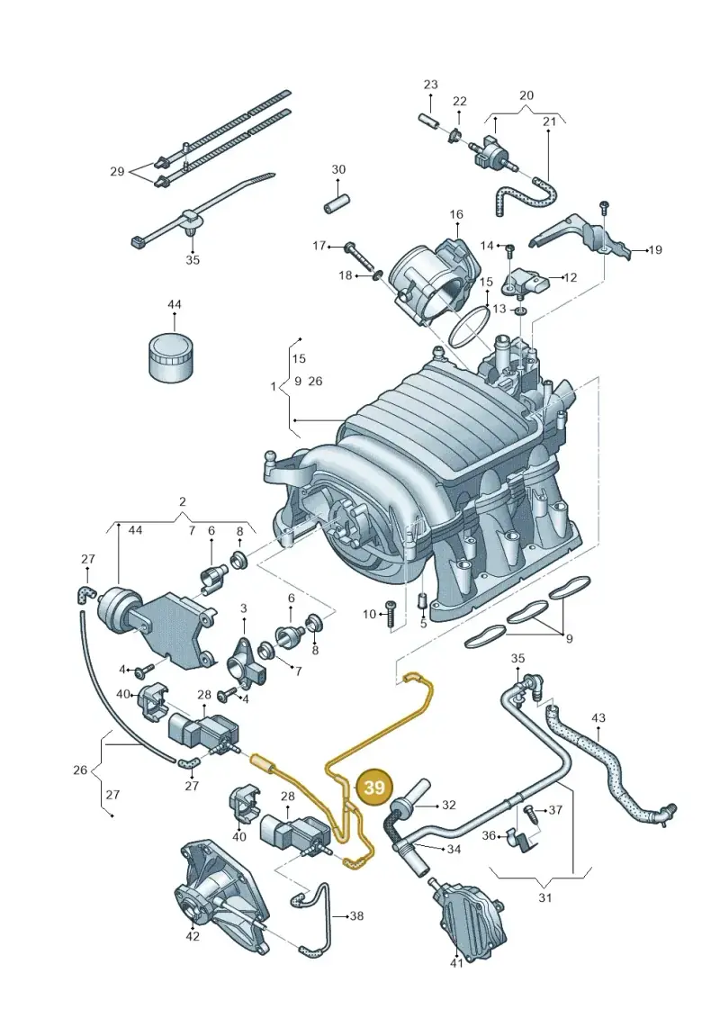 06E133773EC — Audi A8L qu. 3.0 TDI (2013-2018) diagram 696133160, position 39