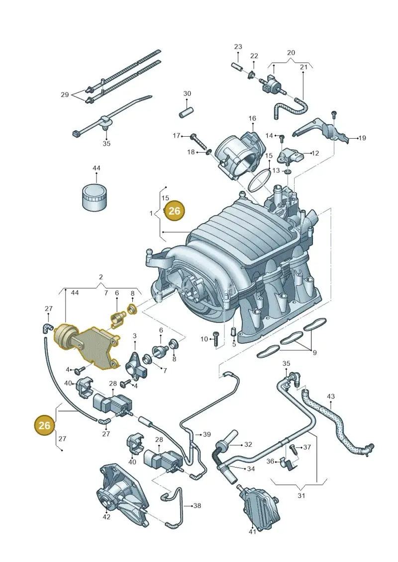 06E133778A — Audi A8L qu. 3.0 TDI (2013-2018) diagram 696133160, position 26