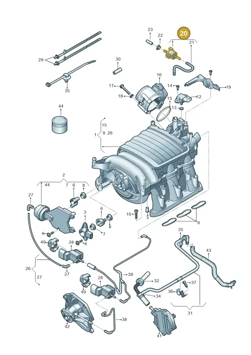 06E133781L — Audi A8L qu. 3.0 TDI (2013-2018) diagram 696133160, position 20