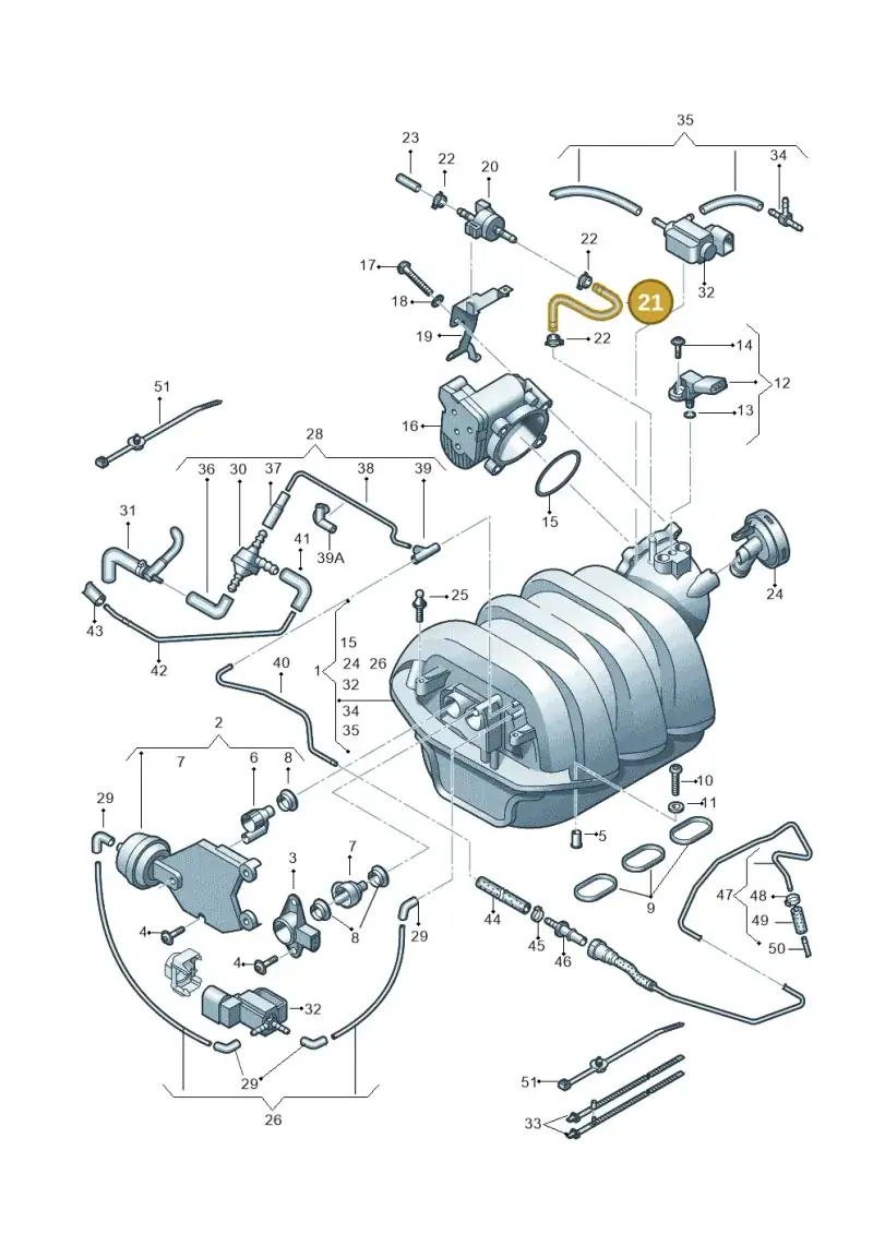 06E133784G — Audi A6 2.7 TDI (2008-2011) diagram 448133710, position 21