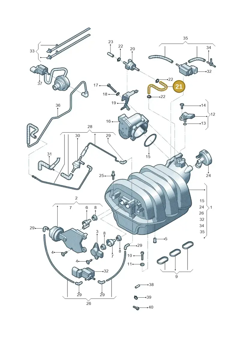 06E133784K — Audi A4L 2.0 (2008-2012) diagram 669133062, position 21
