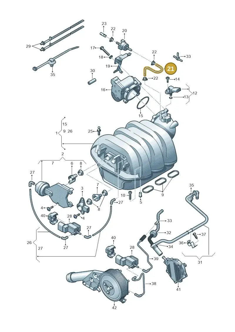 06E133784K — Audi A7 Sportback (2014-2018) diagram 711133420, position 21