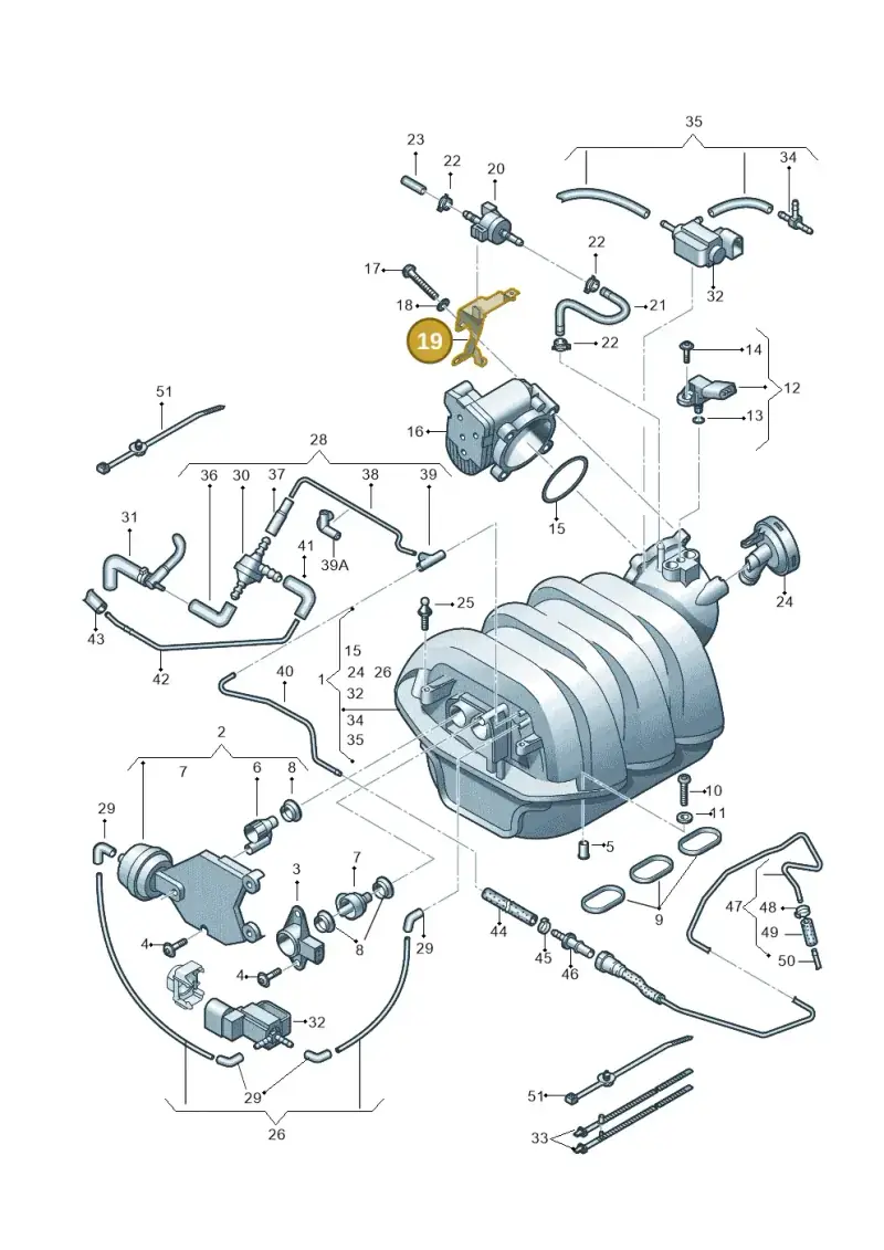 06E133947M — Audi A6 2.7 TDI (2008-2011) diagram 448133710, position 19