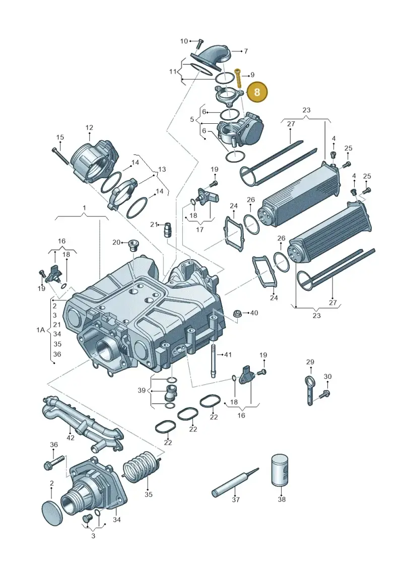 06E145175A — Audi A6 Av. qu. 3.0 (2012-2018) diagram 648145350, position 8