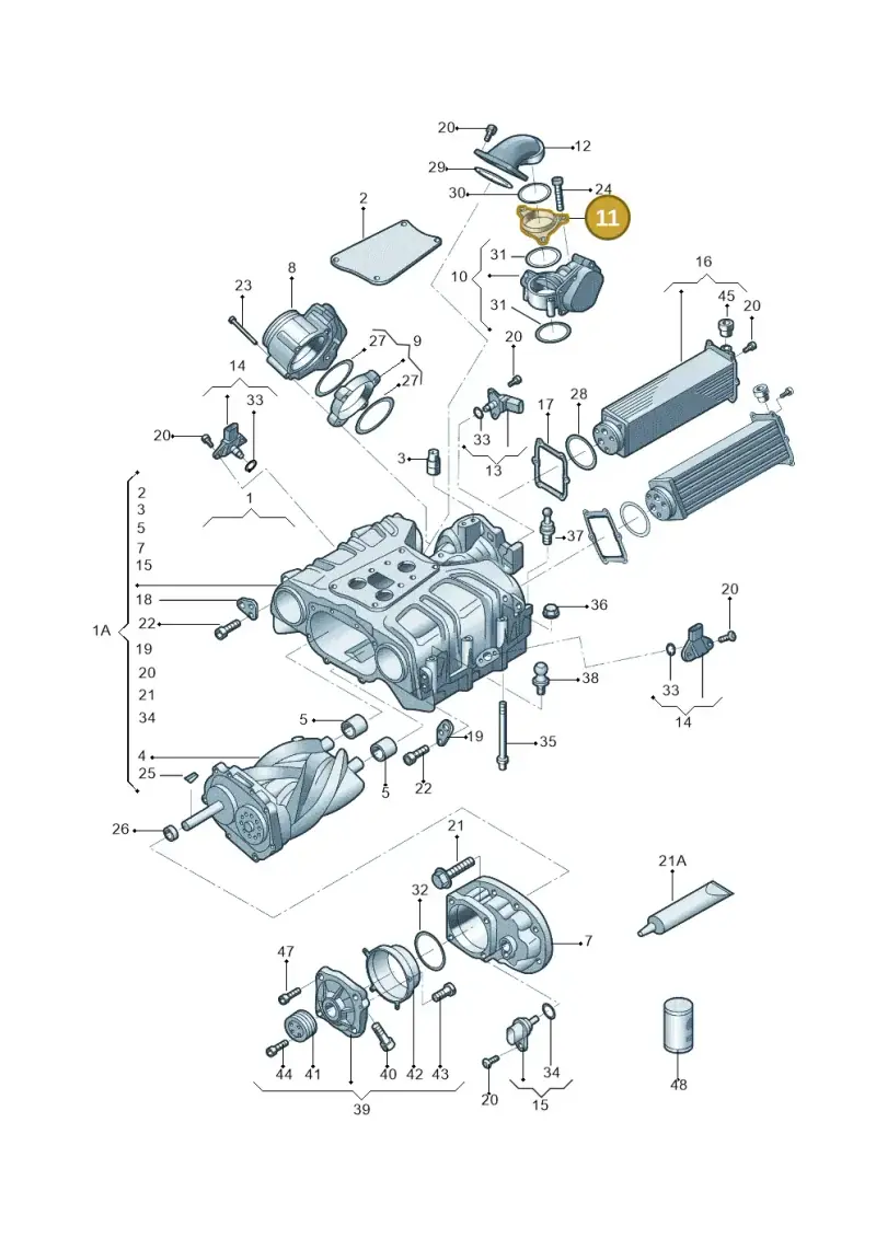 06E145175A — Audi A6 1.8 (2015-2019) diagram 887145030, position 11