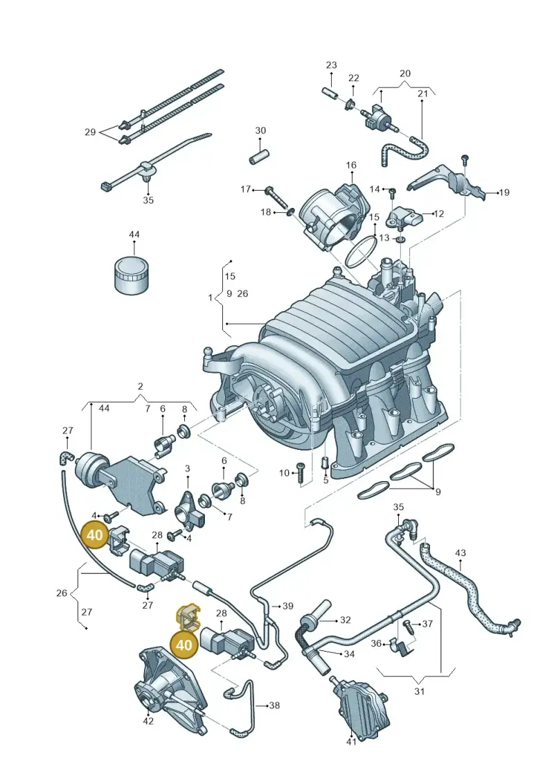 06E145218A — Audi A8L qu. 3.0 TDI (2013-2018) diagram 696133160, position 40