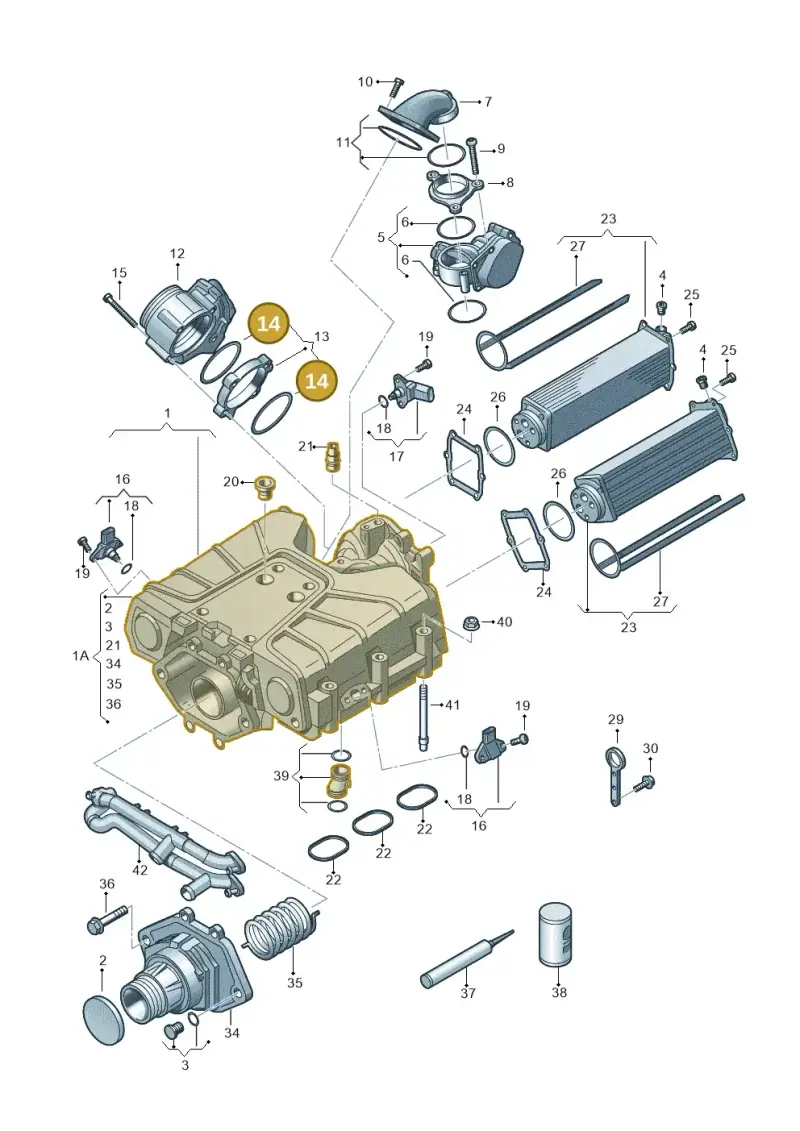 06E145272C — Audi A6 Av. qu. 3.0 (2012-2018) diagram 648145350, position 14