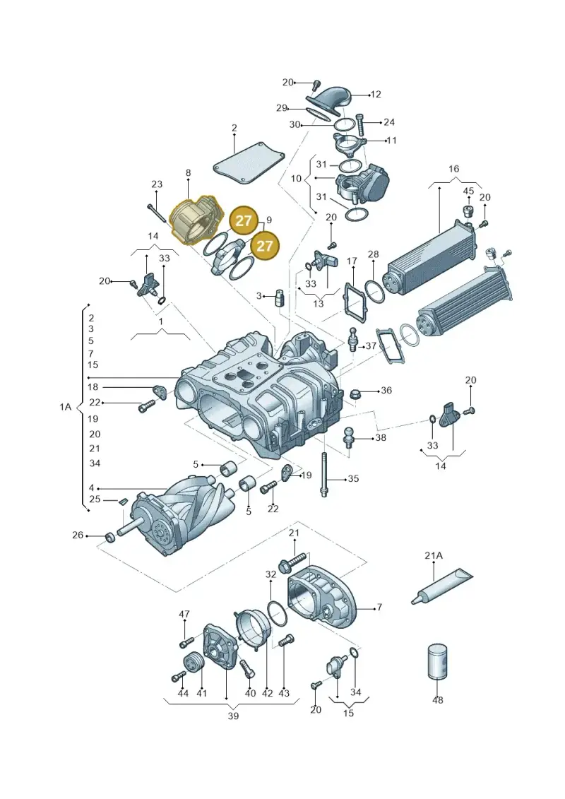 06E145272C — Audi A6 1.8 (2015-2019) diagram 887145030, position 27