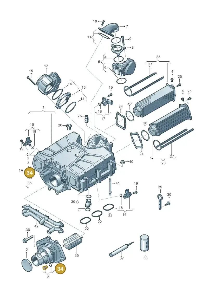 06E145607A — Audi A6 Av. qu. 3.0 (2012-2018) diagram 648145350, position 34