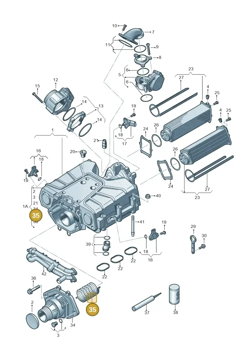 06E145635A — Audi A6 Av. qu. 3.0 (2012-2018) diagram 648145350, position 35