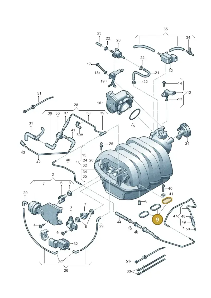 06E198717 — Audi A6 2.7 TDI (2008-2011) diagram 448133710, position 9