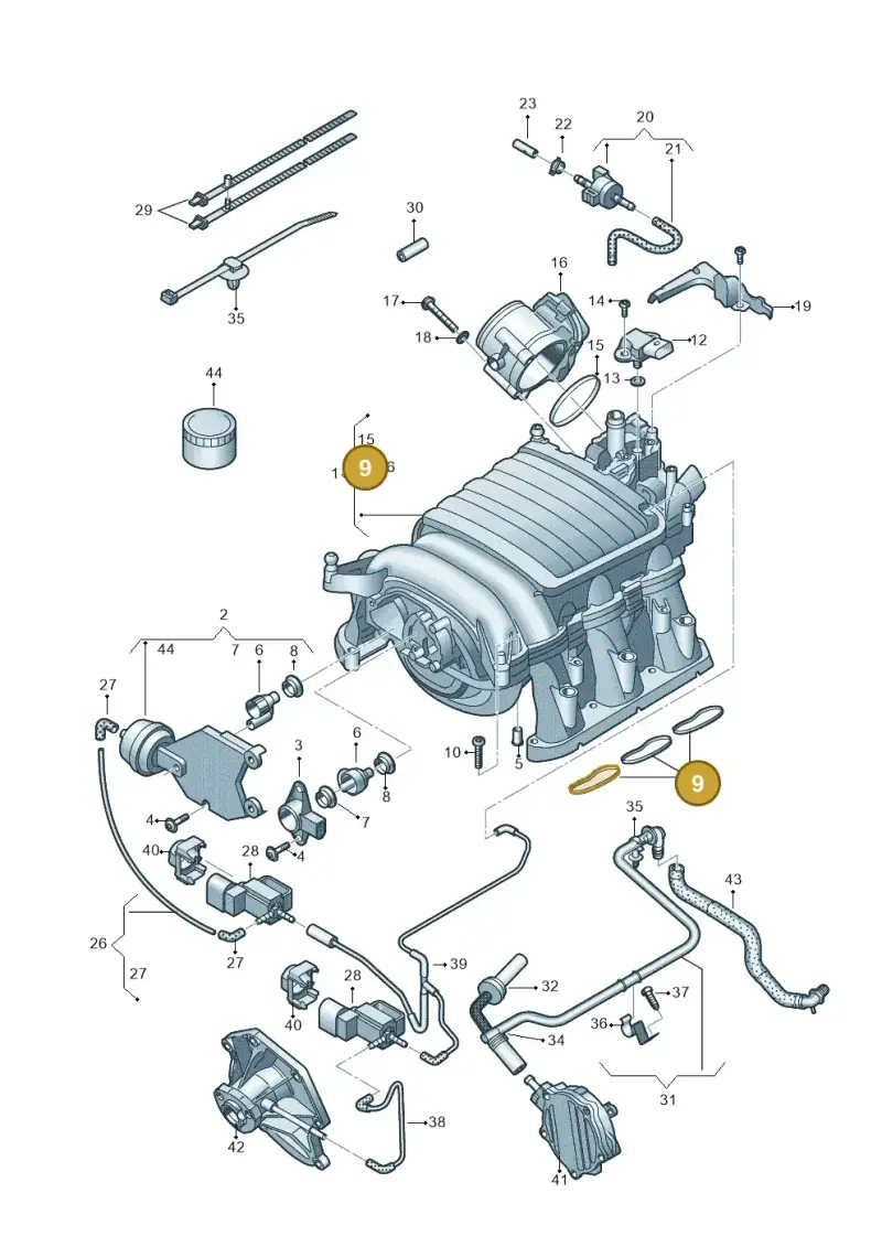 06E198717 — Audi A8L qu. 3.0 TDI (2013-2018) diagram 696133160, position 9