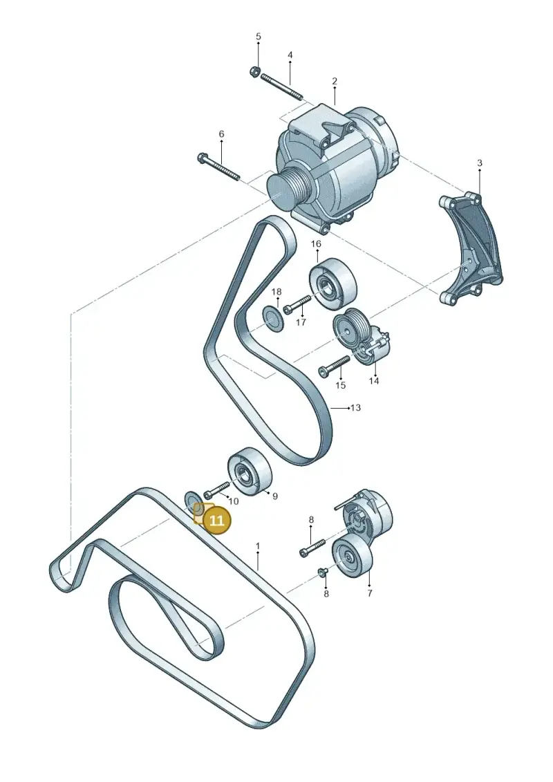 06E903097A — Audi A5 Cabrio 2.0 (2008-2012) diagram 648903350, position 11