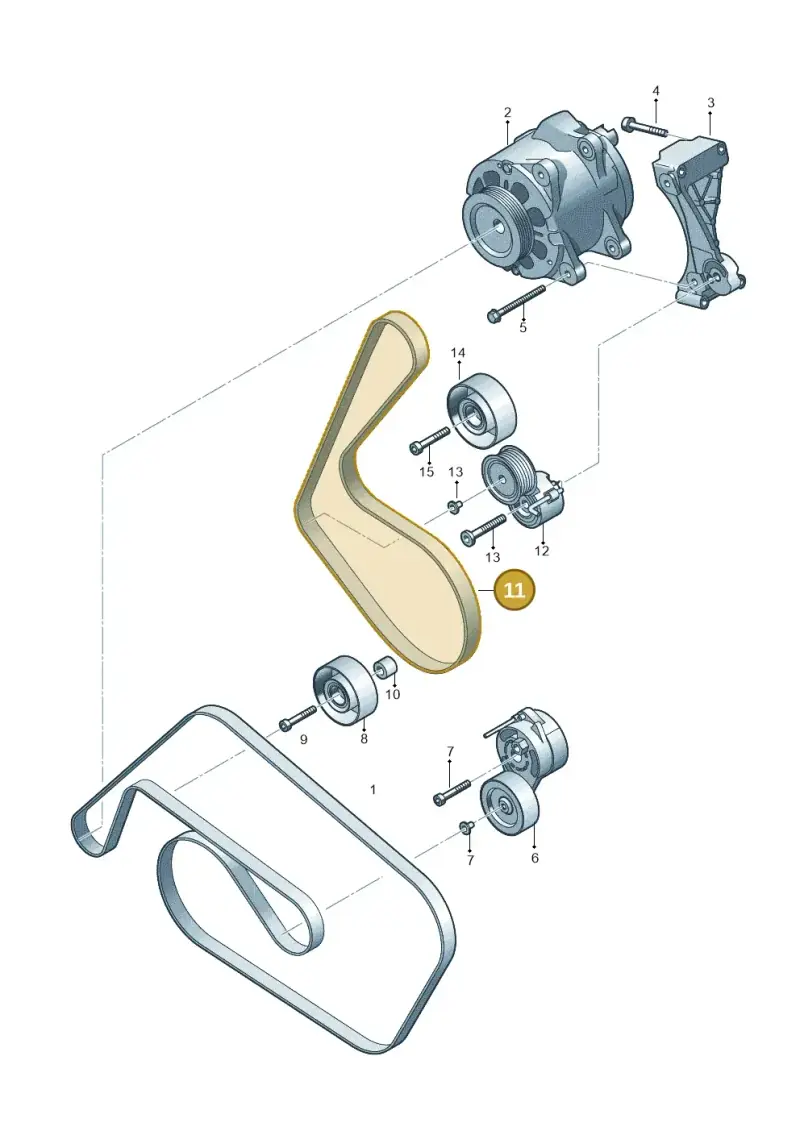 06E903137AB — Audi A8L qu. 3.0 TDI (2013-2018) diagram 771903350, position 11