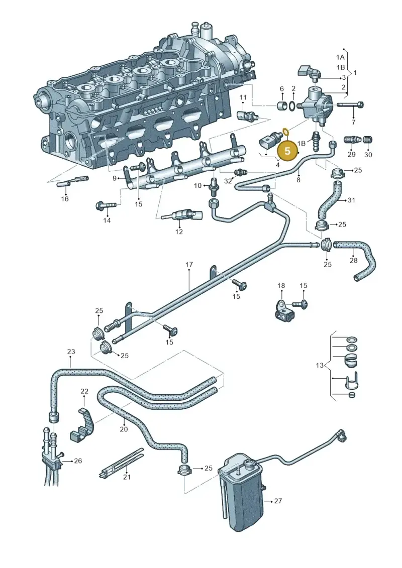 06E906149B — Audi A1 Sportback (2010-2015) diagram 412133460, position 5