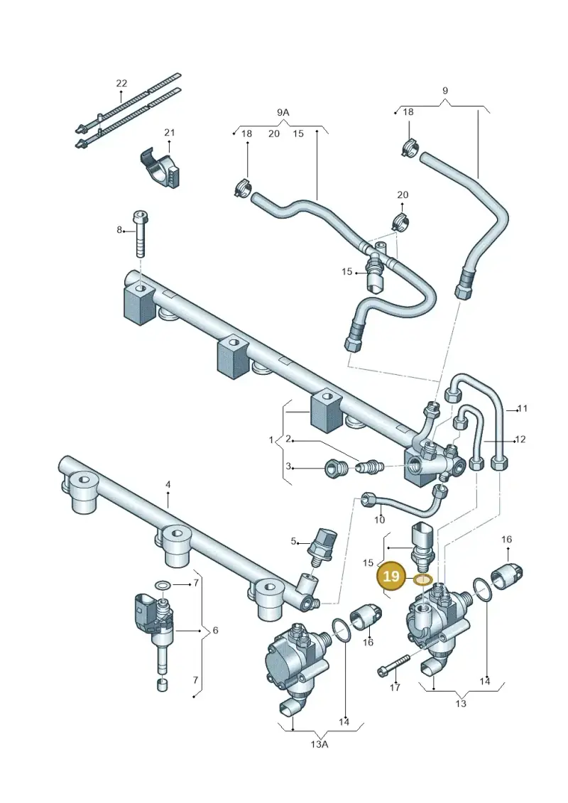 06E906149B — Audi Q7 qu. 3.0 TDI (2009-2015) diagram 493133440, position 19