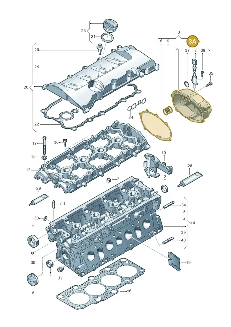 06F103530F — Audi A3/S3/Sportb./qu. 08 (2007-) diagram 412103450, position 3A