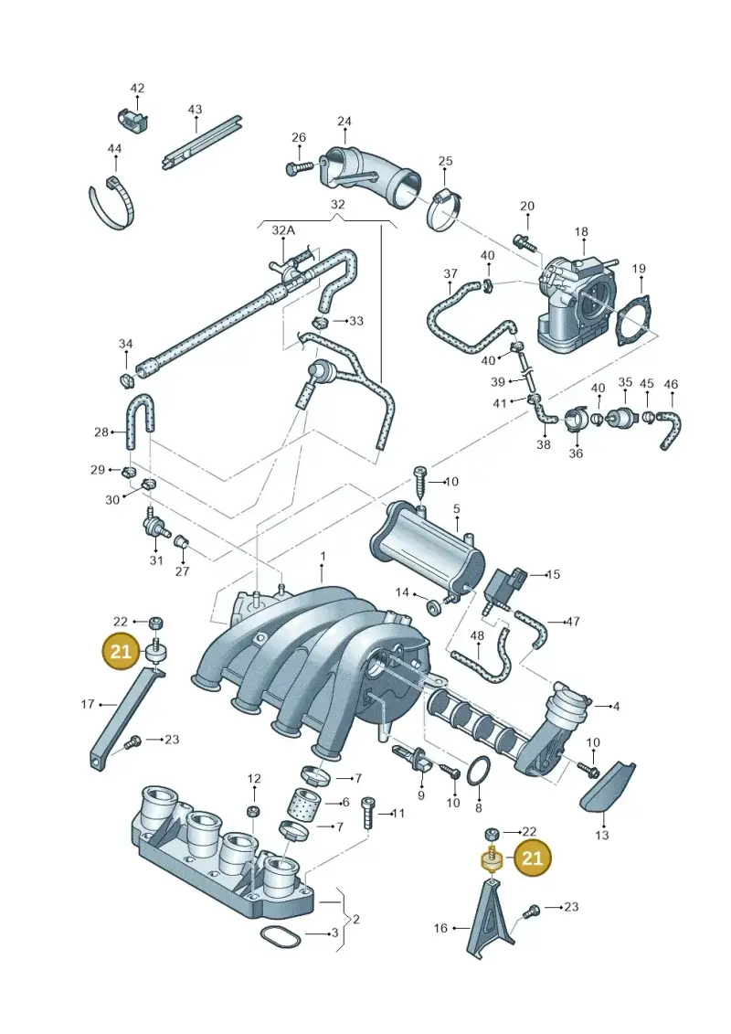 06F121273 — Audi A4/S4/Av./qu.     05> (2005-) diagram 249133200, position 21