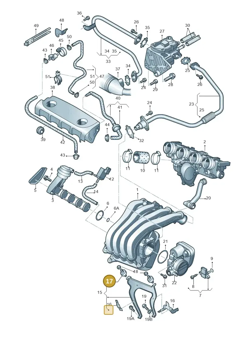 06F121273 — Audi A3/S3/Sportb./qu. 08 (2007-) diagram 412133170, position 17