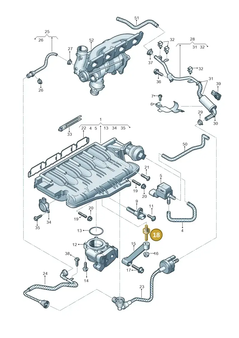 06F121273A — Audi A8L qu. 3.0 TDI (2013-2018) diagram 696133040, position 18