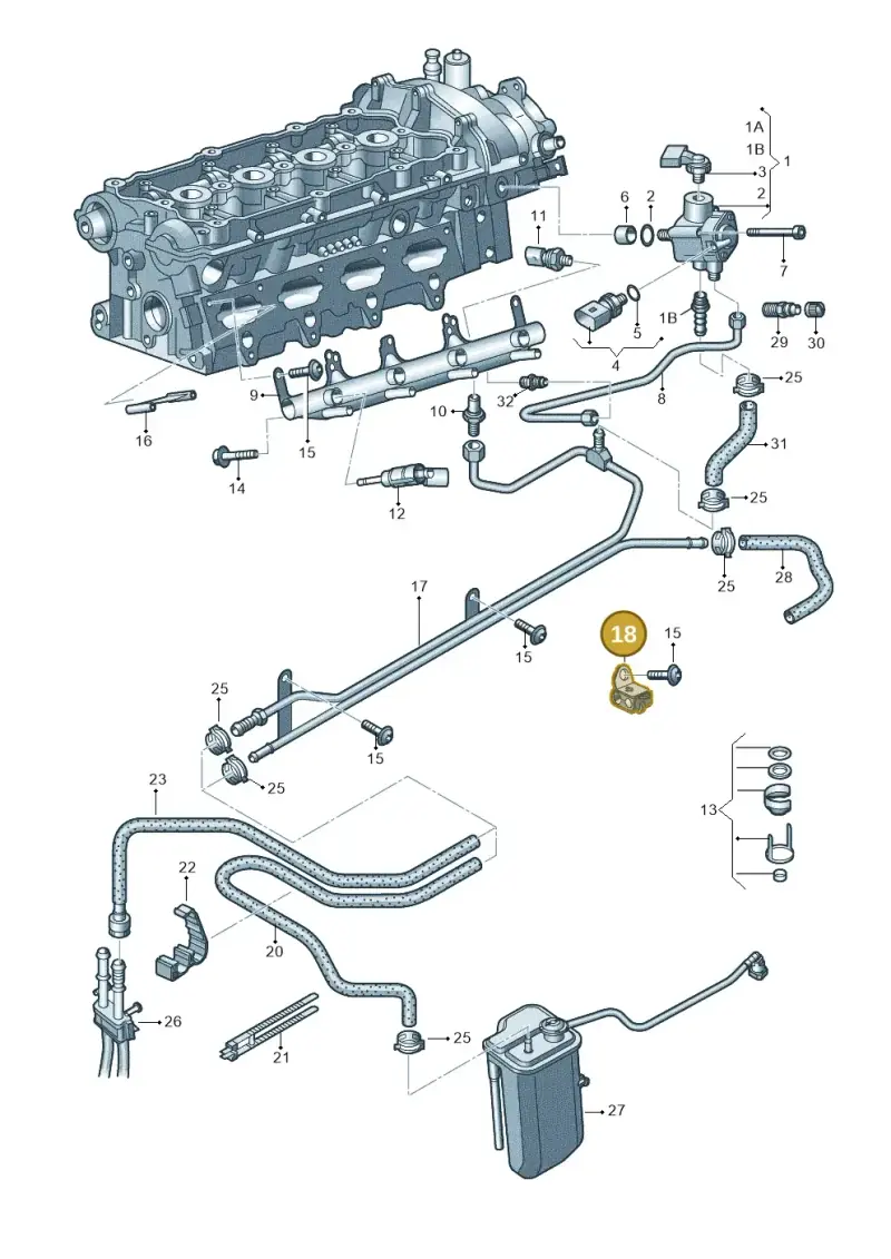 06F130401A — Audi A1 Sportback (2010-2015) diagram 412133460, position 18