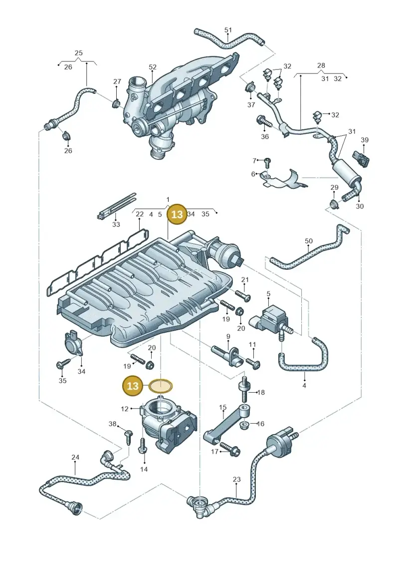 06F133073D — Audi A8L qu. 3.0 TDI (2013-2018) diagram 696133040, position 13