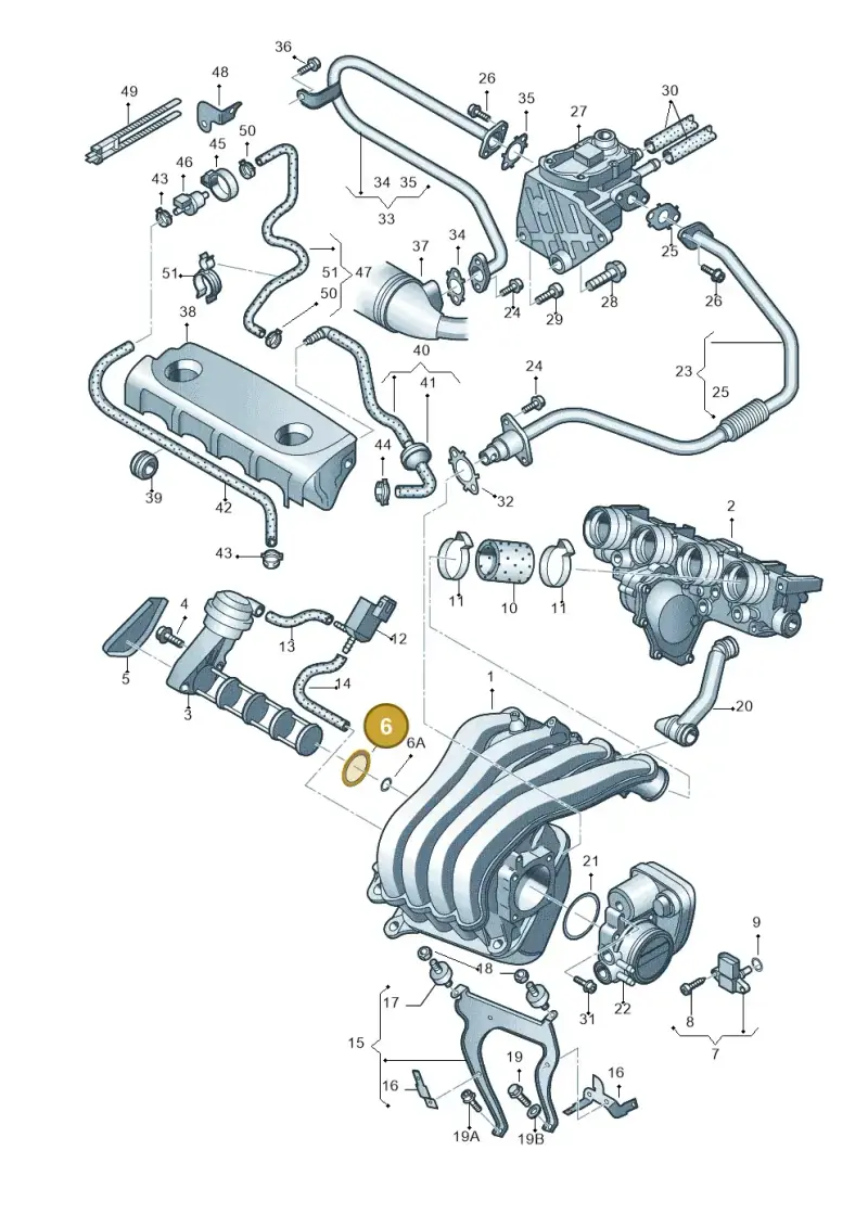 06F133148 — Audi A3/S3/Sportb./qu. 08 (2007-) diagram 412133170, position 6