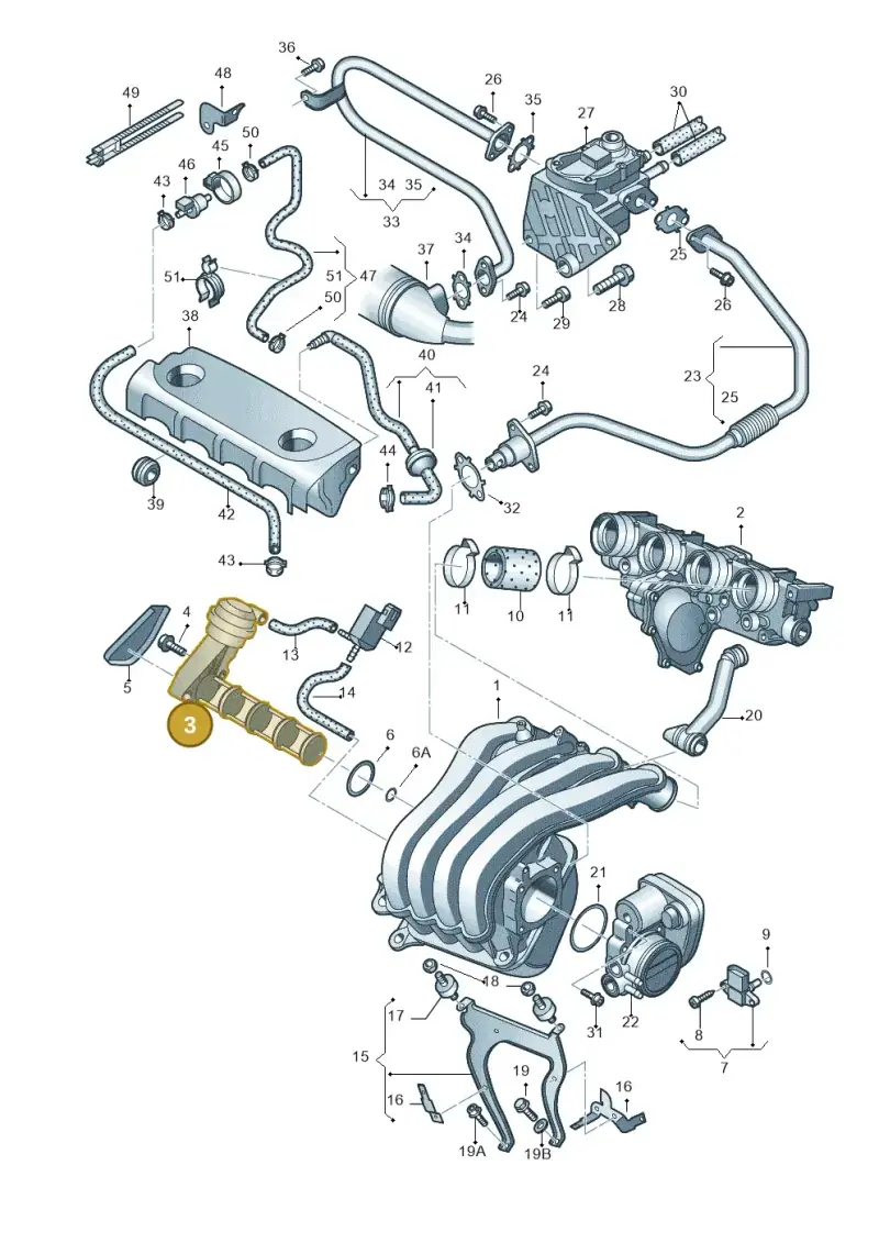 06F133619A — Audi A3/S3/Sportb./qu. 08 (2007-) diagram 412133170, position 3