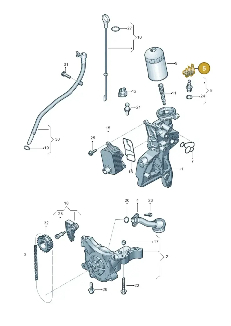 06H115261H — Audi A5 Cabrio 2.0 (2008-2012) diagram 412115100, position 5