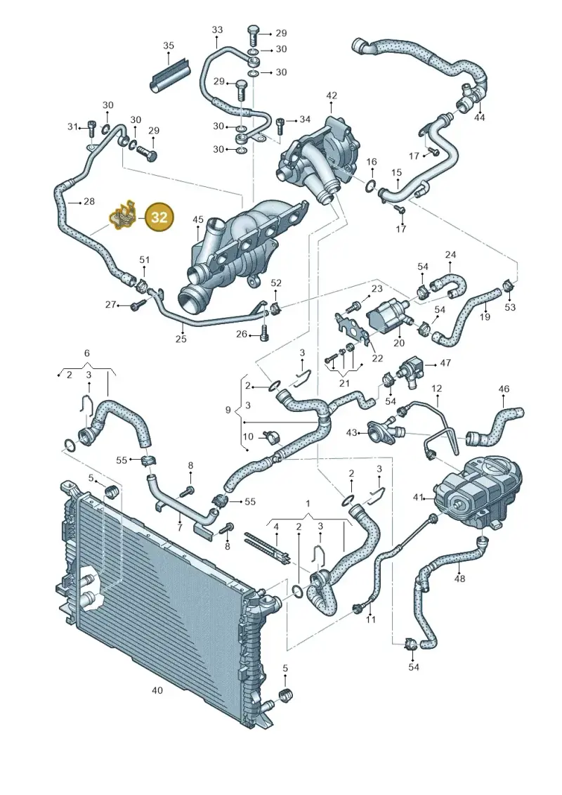 06H115261H — Audi A8L qu. 3.0 TDI (2013-2018) diagram 696121100, position 32