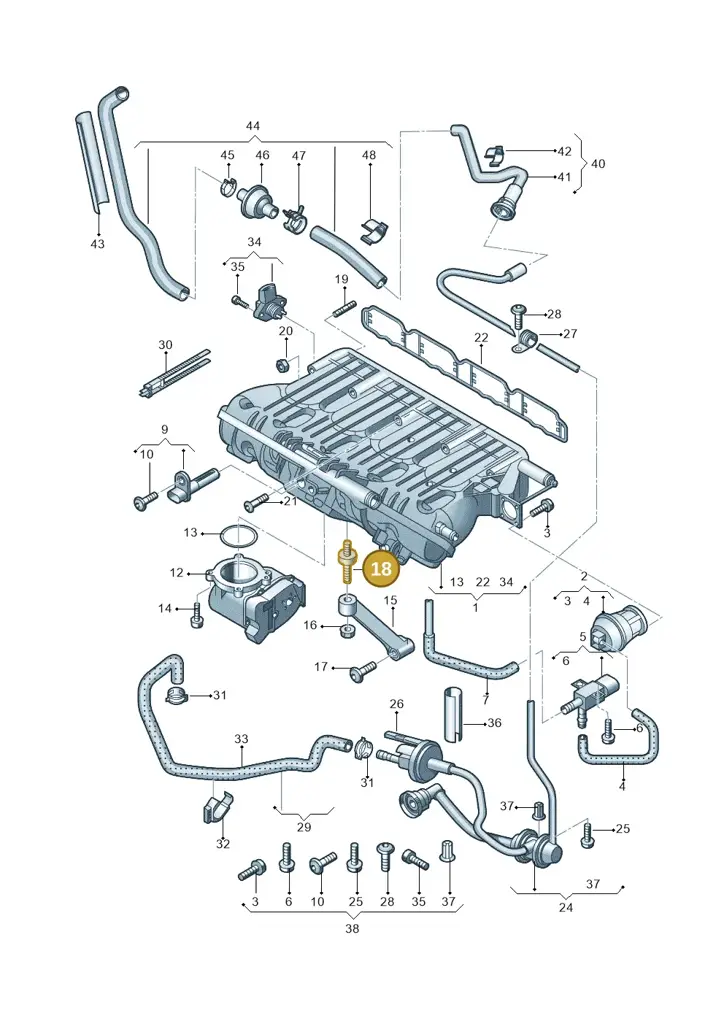 06H121273B — Audi A3 Sportback (2008-2013) diagram 617133250, position 18