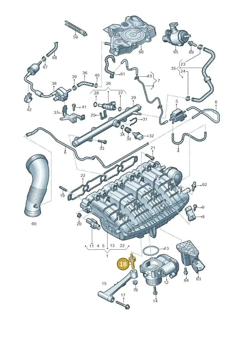 06H121273F — Audi A4 2.0 (2015-2019) diagram 798133160, position 18