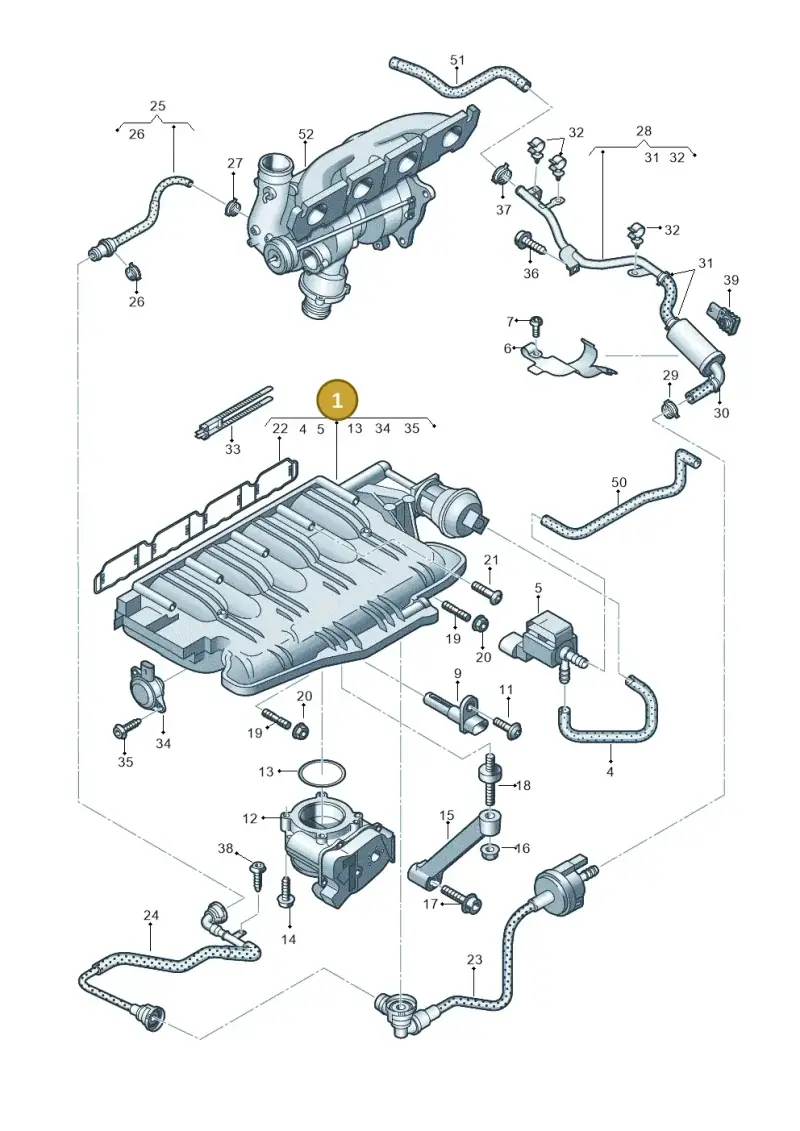 06H133201AP — Audi A8L qu. 3.0 TDI (2013-2018) diagram 696133040, position 1