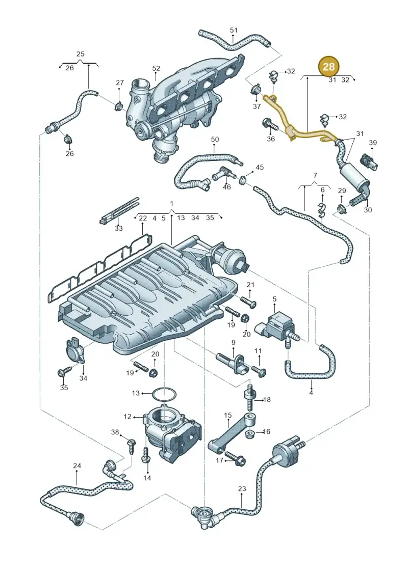 06H133514AJ — Audi Q5 qu. 2.0 TDI (2012-2017) diagram 647133380, position 28