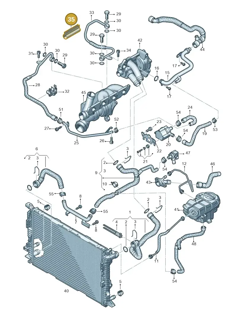 06H133833 — Audi A8L qu. 3.0 TDI (2013-2018) diagram 696121100, position 35
