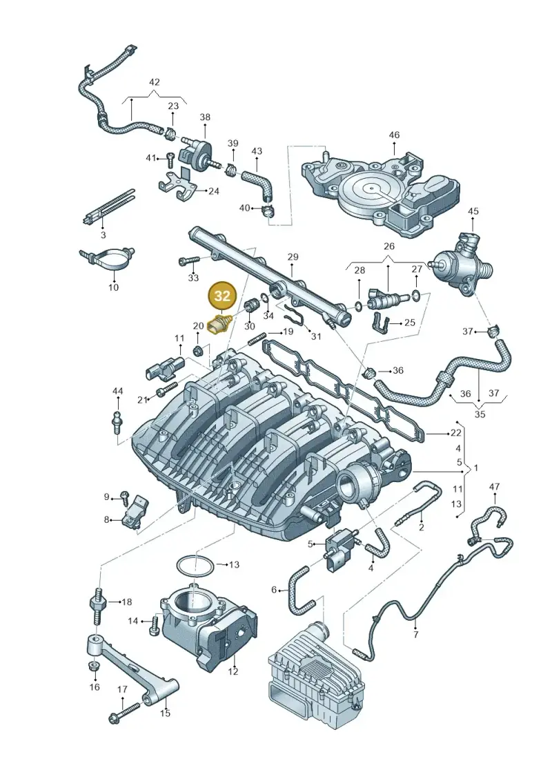 06H906051K — Audi A3 Sportback (2019-2021) diagram 884133100, position 32