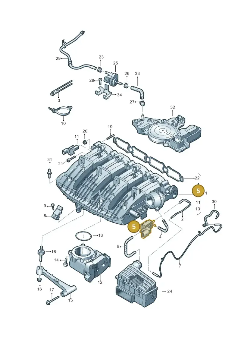 06H906283F — Audi A3 Sportback (2016-2020) diagram 796133100, position 5