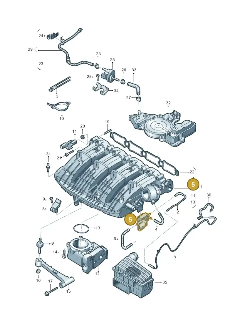 06H906283J — Audi A3 Sportback (2019-2021) diagram 596133612, position 5