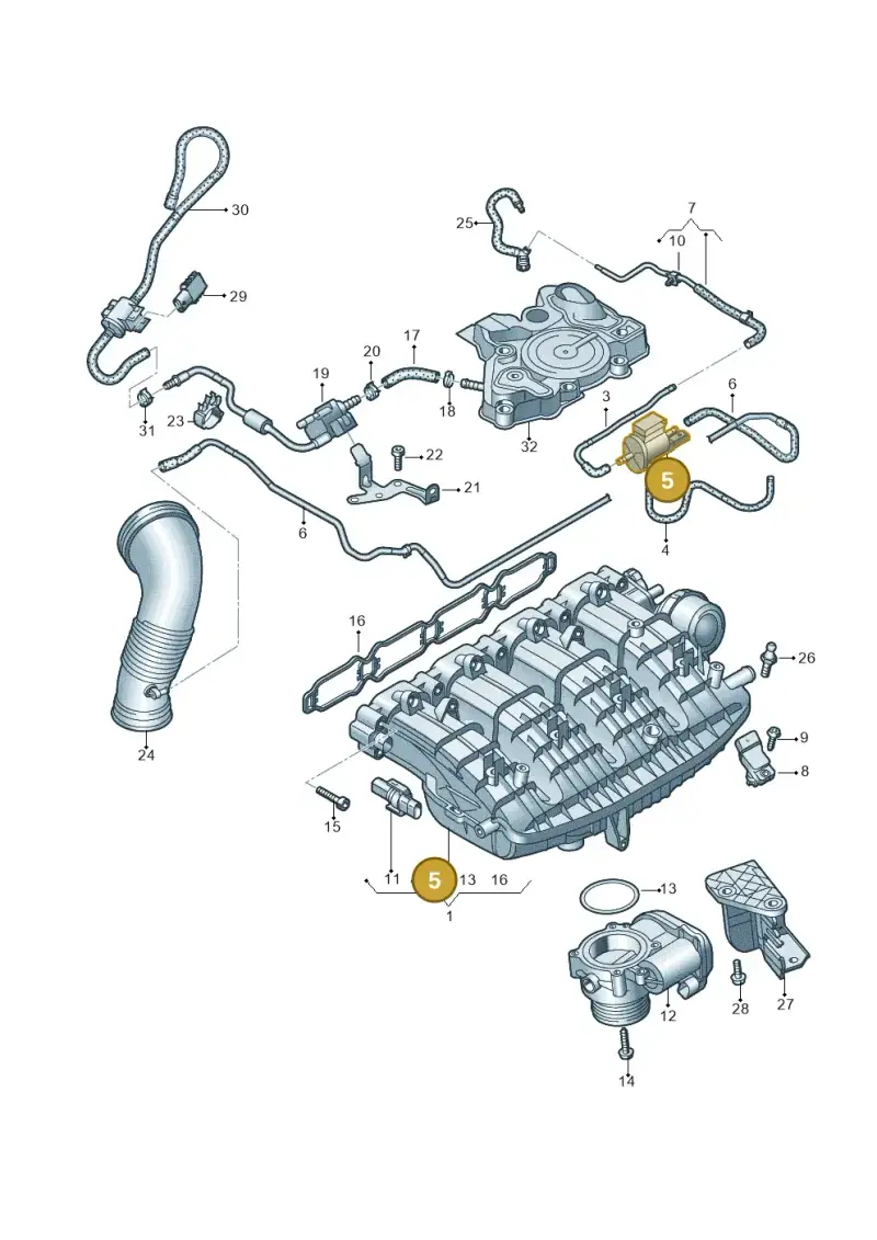 06H906283J — Audi Q8 Quattro 3,0 (2018-) diagram 849133070, position 5