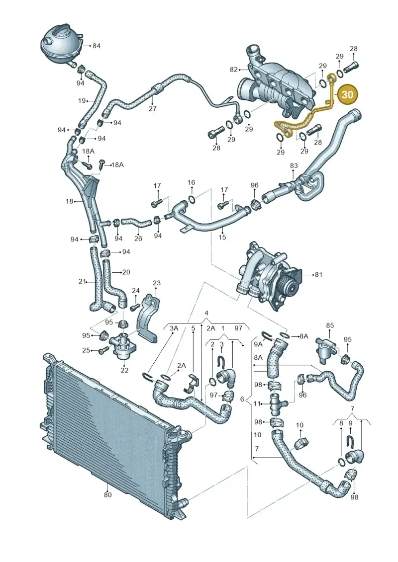 06J121497H — Audi Q3 2.0 TDI (2014-2019) diagram 728121400, position 30