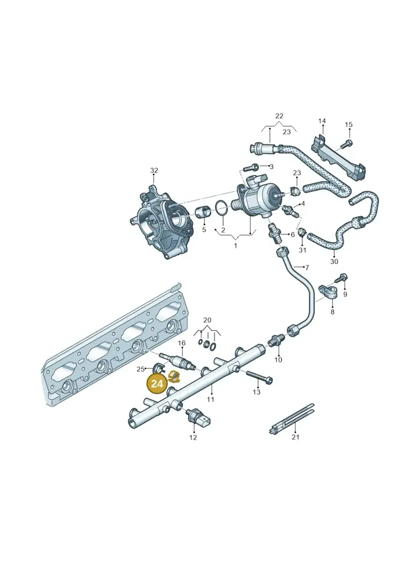 06J133036F — Audi A5 Cabrio 2.0 (2016-2018) diagram 896133240, position 24
