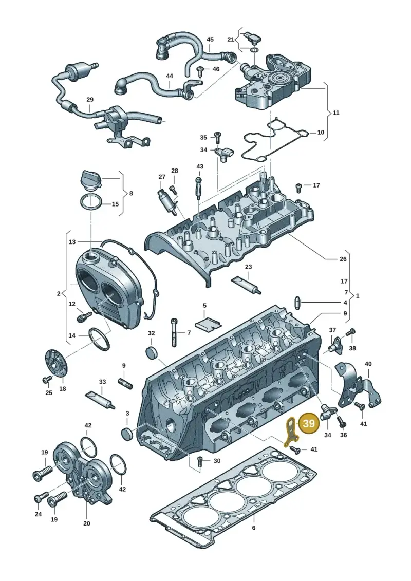 06K103390F — Audi Q3 quattro (2018-2019) diagram 597103031, position 39