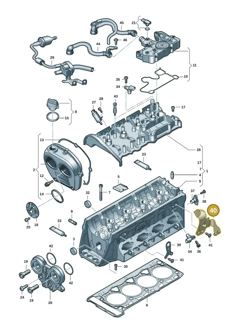06K103392F — Audi Q3 quattro (2018-2019) diagram 597103031, position 40
