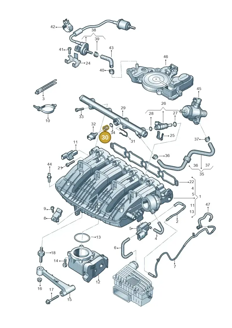 06K127813G — Audi A5 Cabrio 2.0 (2016-2018) diagram 848133400, position 30