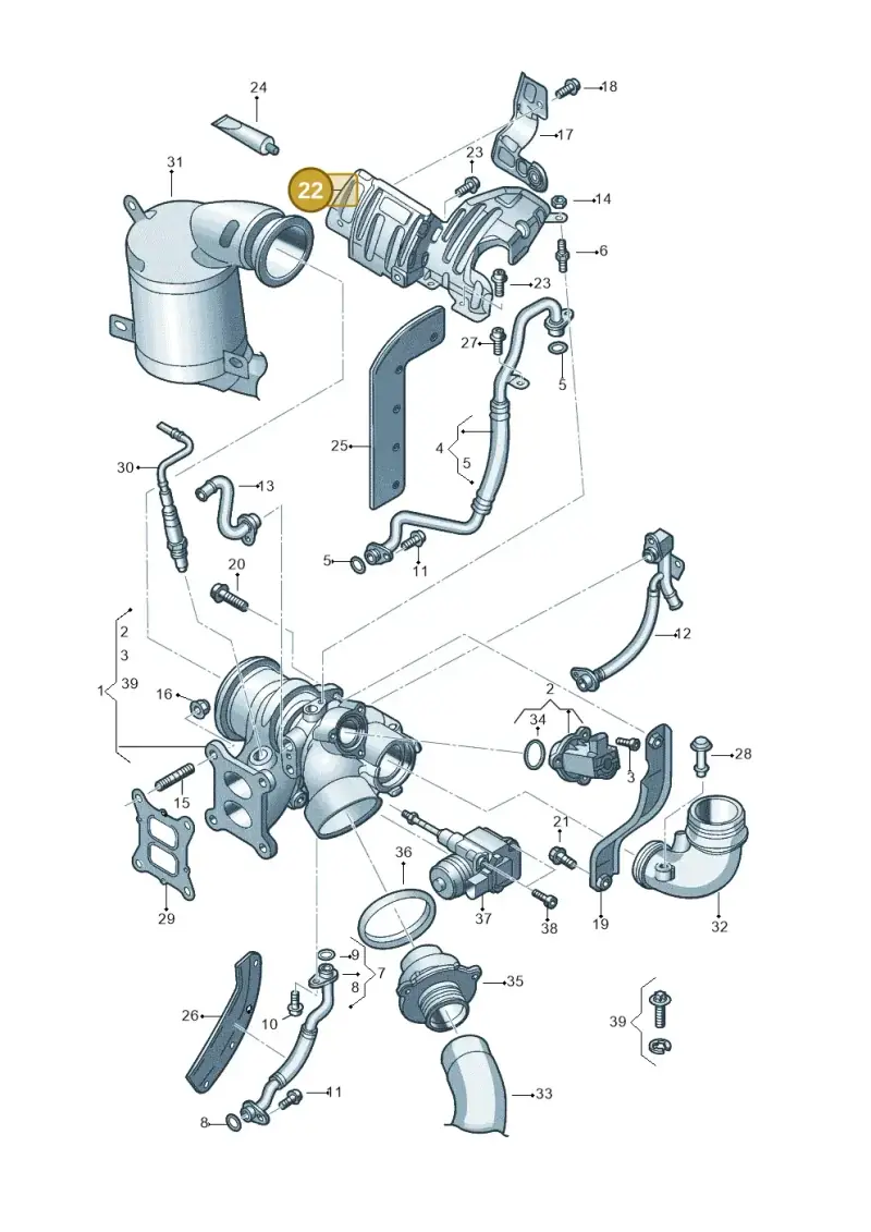 06K129597C — Audi A3 Sportback (2016-2020) diagram 890145640, position 22