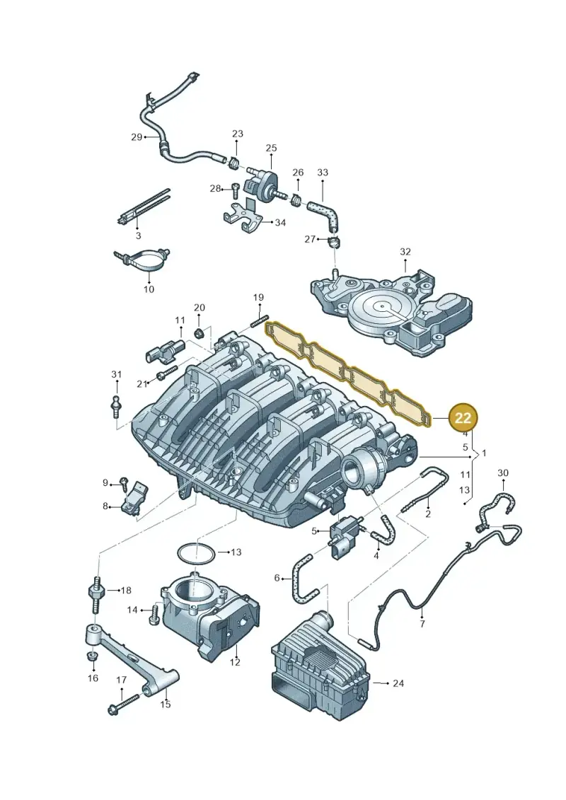 06K129717K — Audi Q3 quattro (2018-2019) diagram 796133100, position 22