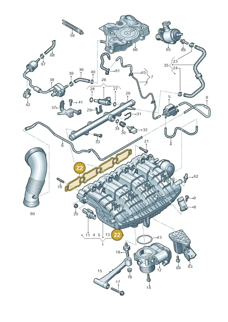 06K129717K — Audi A6 2.0 (2018-) diagram 798133160, position 22