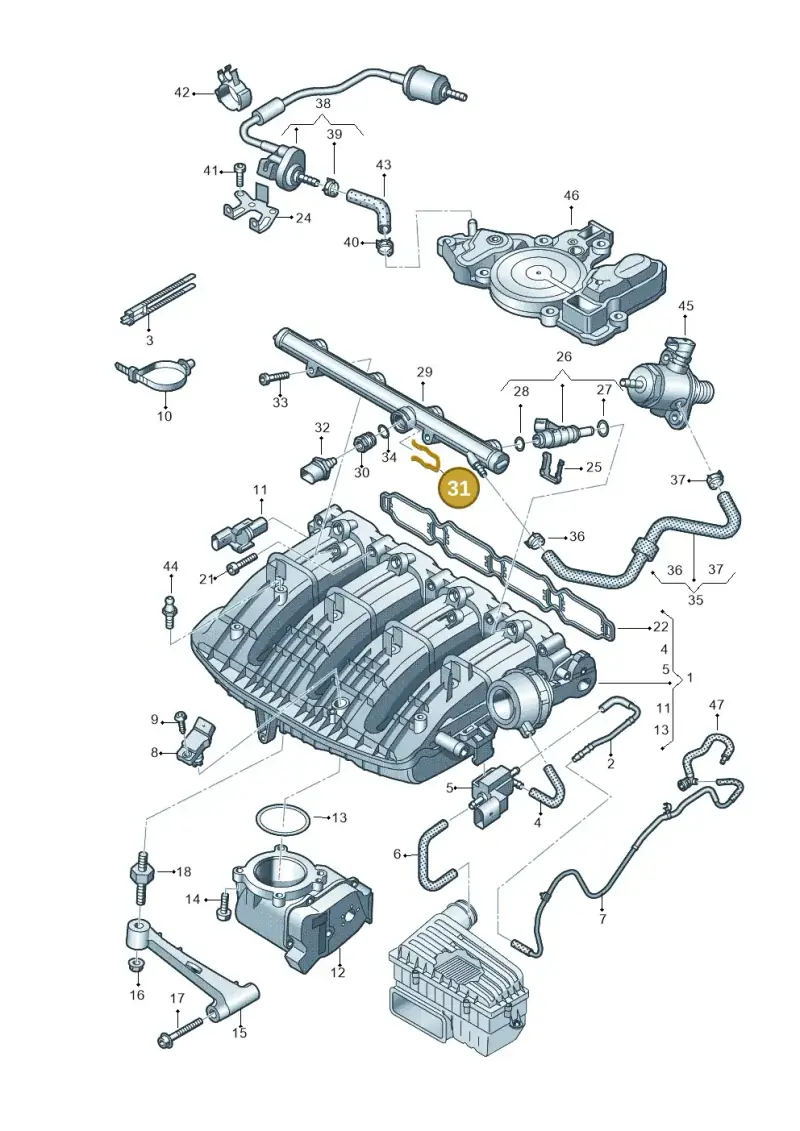 06K133047C — Audi A5 Cabrio 2.0 (2016-2018) diagram 848133400, position 31